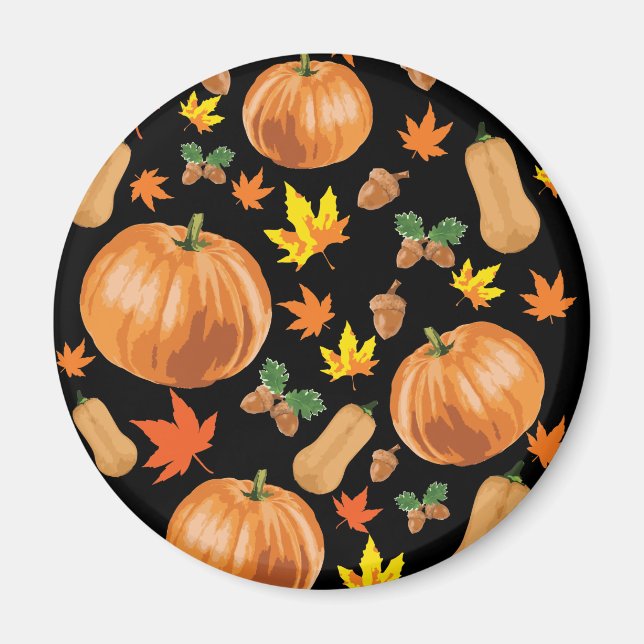 Herbst Orange Pumpkin Fall Pattern Magnet (Vorne)