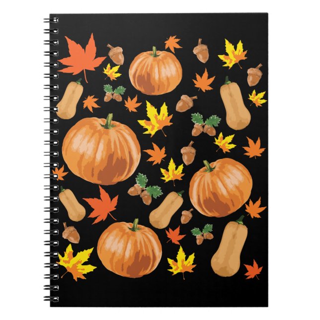 Herbst Orange Pumpkin Fall Pattern Notizblock (Vorderseite)
