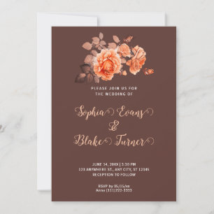 Herbst Orange Rose Bouquet Brown Hochzeit Einladung