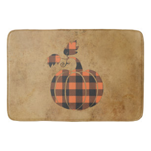 Herbst Orange und Schwarz Karierter Herbstpumpen Badematte