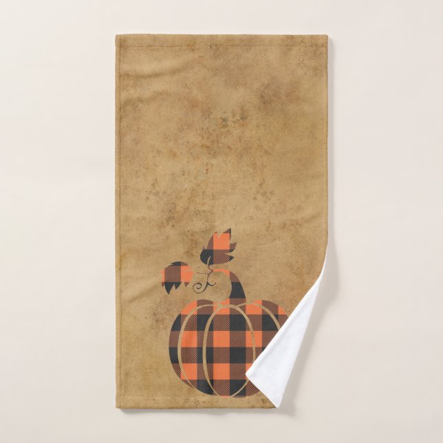Herbst Orange und Schwarz Karierter Herbstpumpen Handtuch (Handtuch)