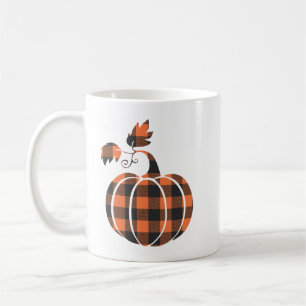 Herbst Orange und Schwarz Karierter Herbstpumpen Kaffeetasse