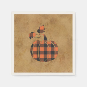 Herbst Orange und Schwarz Karierter Herbstpumpen Serviette