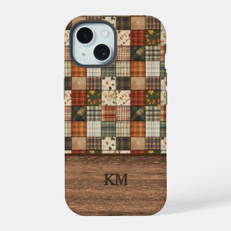 Herbst-Patchwork-Quilt-Handyhülle | Personalisiert iPhone 15 Hülle