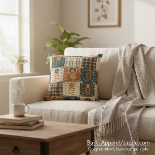 Herbst-Patchwork-Rustikale Blumen- und Karo-Dekora Kissen