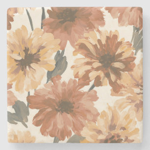 Herbst-Pfirsich-Creme-Rost-Blumen Steinuntersetzer