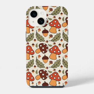 Herbst-Pilz- und Eichenholz-Handyhülle iPhone 14 Hülle