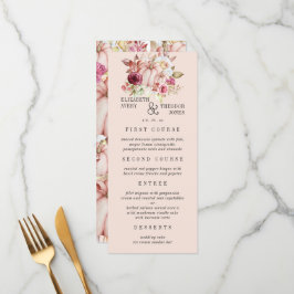 Herbst Pink Burgundy Pumpkin Wedding Menükarte