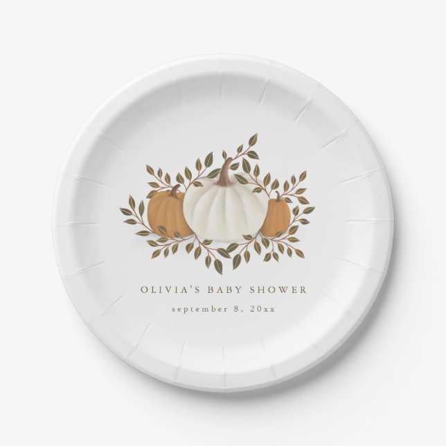 Herbst Pumpkin Baby Dusche Dekoration und Dekorati Pappteller (Vorderseite)