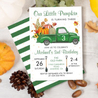 Herbst Pumpkin Blätter Grüner LKW Herbst Geburtsta