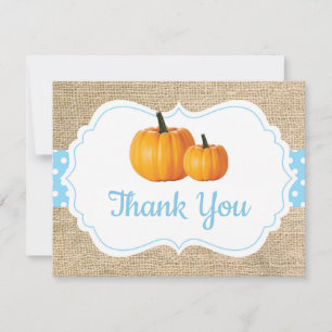 Herbst Pumpkin Blue Burlap Danke Karte