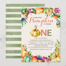 Herbst Pumpkin Einladung zum ersten Geburtstag