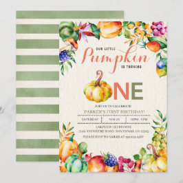 Herbst Pumpkin Einladung zum ersten Geburtstag