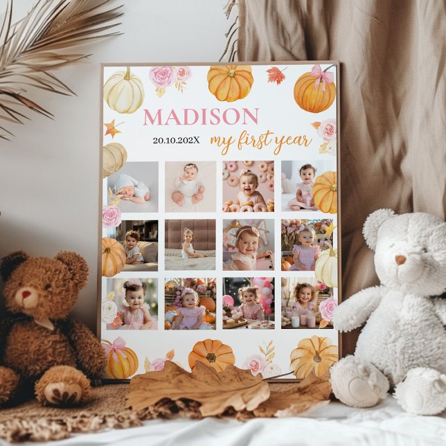 Herbst Pumpkin Erstes Jahr Foto Meilenstein Poster (Von Creator hochgeladen)