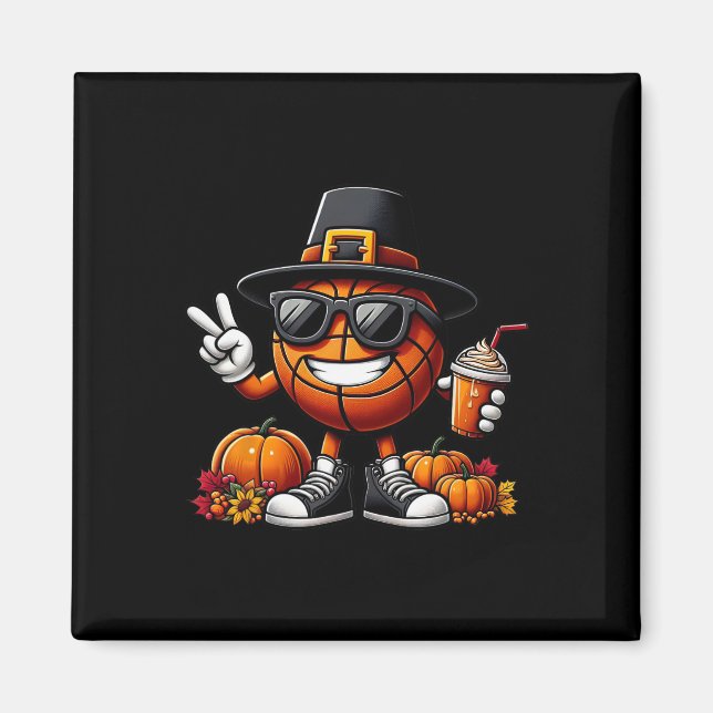 Herbst Pumpkin Fall Bysketbyll Erntedank Womens Magnet (Vorne)