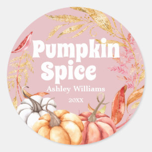 Herbst Pumpkin Gewürz Herbst Rosa Runder Aufkleber