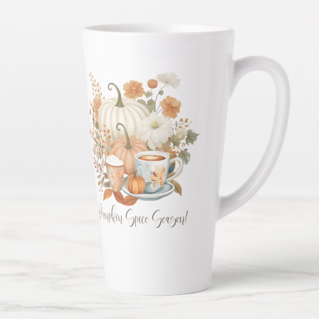 Herbst Pumpkin Gewürz Latte Floral Herbst Blätter Milchtasse (Rechts)