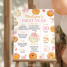 Herbst Pumpkin Girl 1. Geburtstag Meilenstein Poster
