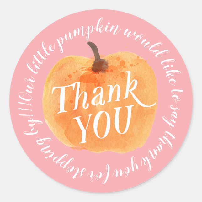 Herbst Pumpkin Herbst Danke Pink Runder Aufkleber (Vorderseite)