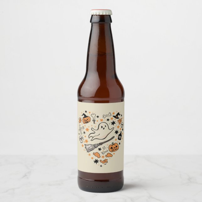 Herbst Pumpkin Herbst Erntedank Halloween Bierflaschenetikett (Vorderseite)