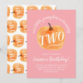 Herbst Pumpkin Herbst Zweiter Geburtstag Rosa Einladung
