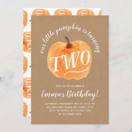 Herbst Pumpkin Herbst Zweiter Geburtstag Rustikale Einladung
