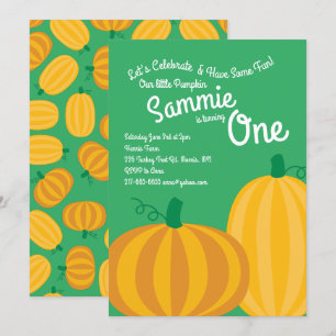 Herbst Pumpkin Patch 1. Geburtstag Einladungen