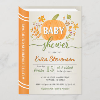 Herbst Pumpkin Storybook Neutral Baby Dusche Einladung