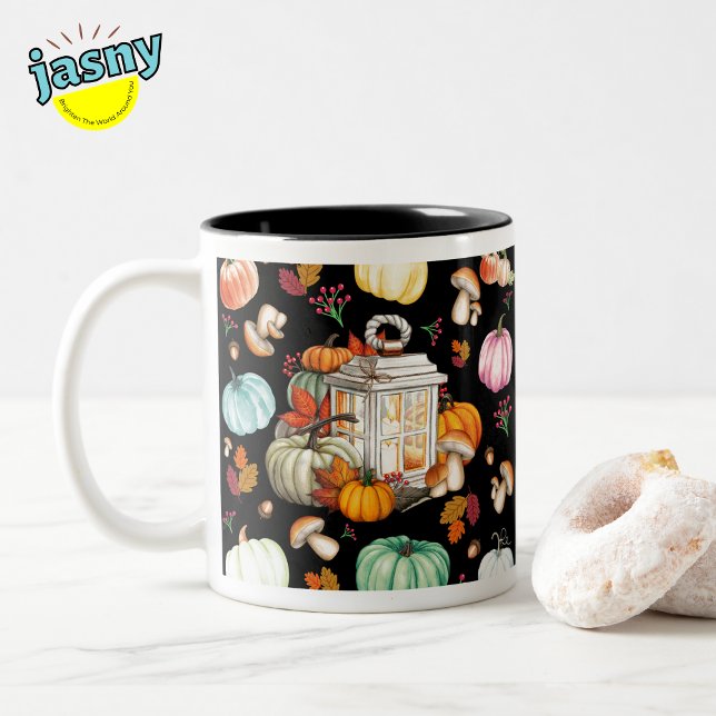 Herbst Pumpkin Themed Zweifarbige Tasse (Von Creator hochgeladen)