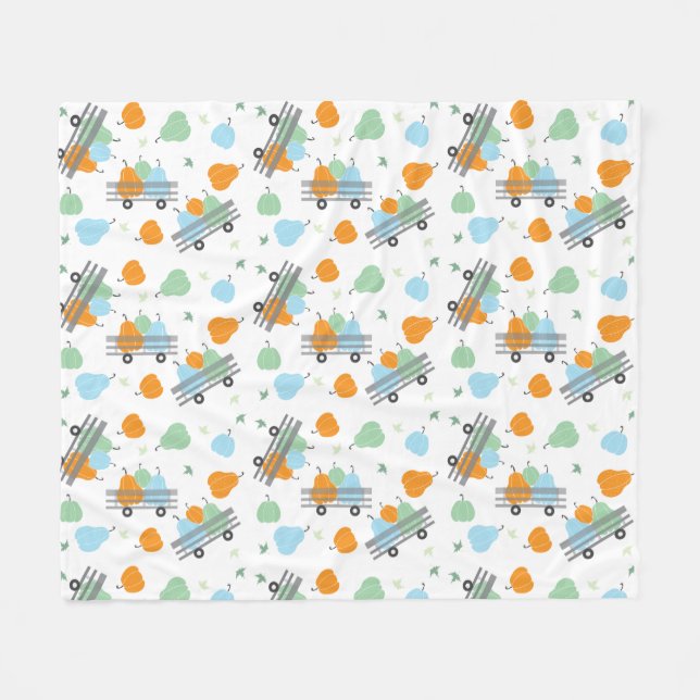 Herbst Pumpkin Wagner Muster Autumn Blue Fleecedecke (Vorderseite (Horizontal))