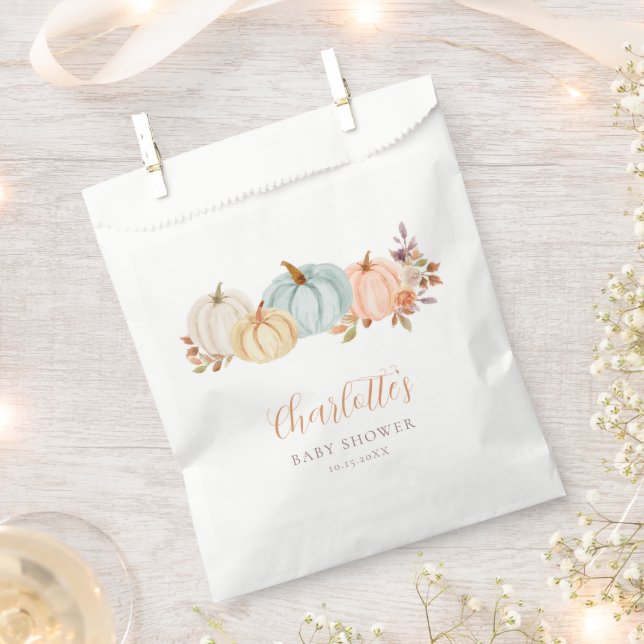 Herbst Pumpkins Fall Floral | Babydusche Geschenktütchen (Ausgeschnitten)