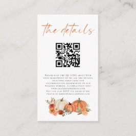 Herbst Pumpkins Florals QR Code Hochzeitsdetails Begleitkarte