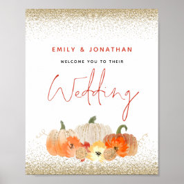 Herbst Pumpkins Gold Glitzer Willkommen bei Hochze Poster