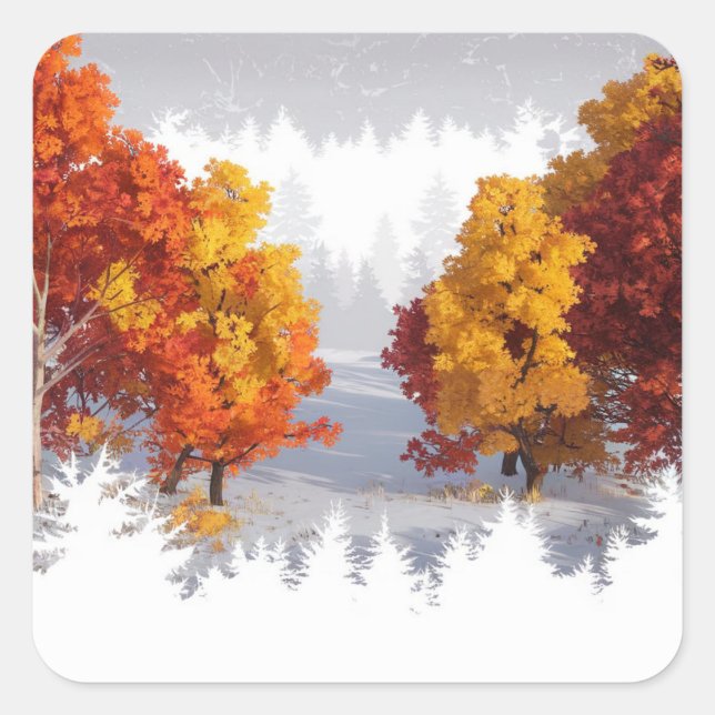 Herbst Quadratischer Aufkleber (Vorderseite)