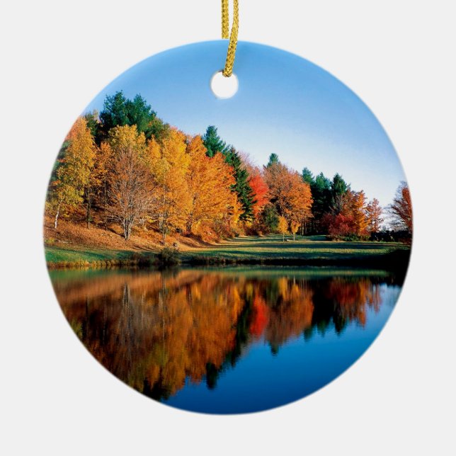 Herbst-Reflexionen Vermont Keramikornament (Vorne)