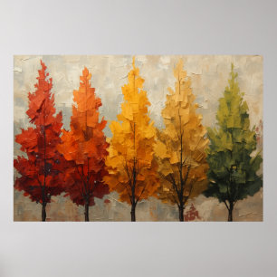 Herbst-Regenbogen-Bäume-Palettenmesser-Kunst Poster