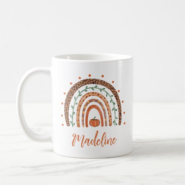 Herbst Regenbogen Monogramm Name Kaffeetasse (Links)