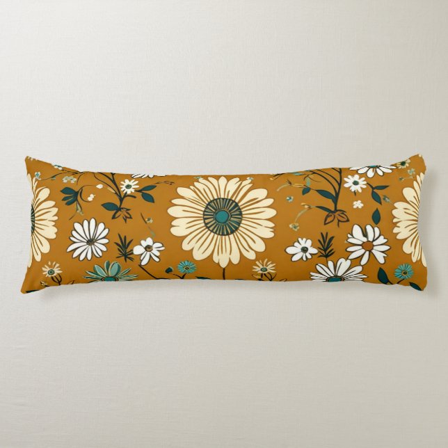 Herbst Retro Boho Mustard Blume Muster Seitenschläferkissen (Vorderseite)