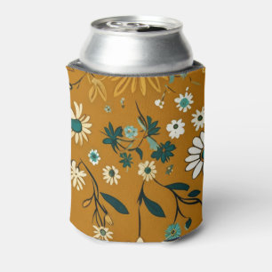 Herbst-Retro-Boho-Senf-Blumen-Muster Dosenkühler