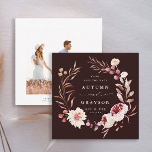 Herbst-Romance-Blumenreath-Hochzeitsszenario-Foto Save The Date