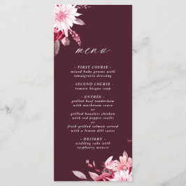 Herbst Romance Gold Frame Burgundy Wedding Menükarte