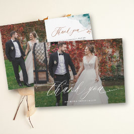 Herbst Romantische Fette Türkis Orange Hochzeitsfo Dankeskarte