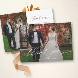 Herbst Romantische Kalligrafie Moderne Hochzeitsfo Dankeskarte