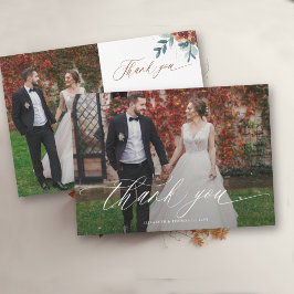 Herbst Romantische Sanfte Türkis Orange Hochzeitsf Dankeskarte