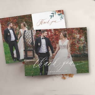 Herbst Romantische Sanfte Türkis Orange Hochzeitsf Dankeskarte