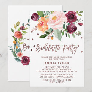 Herbst Rose Gold Light Junggeselinnen-Abschied Einladung