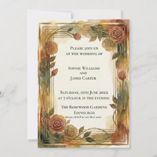 Herbst-Rosen-Botanische-Hochzeitseinladung Einladung