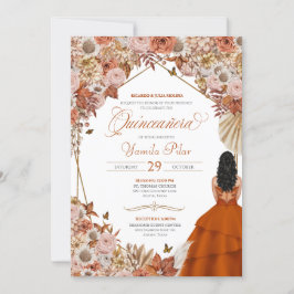 Herbst Rost Orange Blätter Quinceanera Einladung