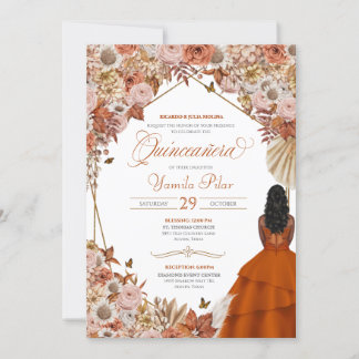 Herbst Rost Orange Blätter Quinceanera Einladung