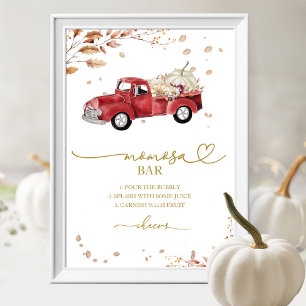Herbst-Rot-Vintage-LKW-Momosa-Bar-Baby-Shower-Schi Poster